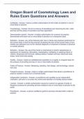 Oregon Board of Cosmetology Laws and Rules Exam Questions and Answers 