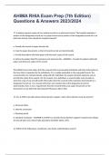 AHIMA RHIA Exam Prep (7th Edition) Questions & Answers 2023/2024
