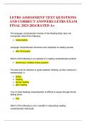 LETRS ASSESSMENT TEXT QUESTIONS AND CORRECT ANSWERS LETRS EXAM FINAL 2023-2024 RATED A+