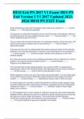 HESI Exit PN 2017 V1 Exam/ HES PN  Exit Version 1 V1 2017 Updated 2023- 2024/ HESI PN EXIT Exam