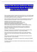 WGU-C706 Secure Software Design &lpar;Pre-Assessment&rpar; Exam Questions With Verified Answers