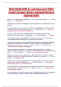 NHA CCMA 2023 Actual Exam with 100&percnt; Correct Answers &lpar;Latest Updated Version&rpar; &lpar;Recent Exam&rpar;