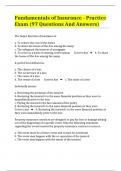 Fundamentals of Insurance - Practice Exam &lpar;97 Questions And Answers&rpar;