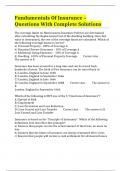 Fundamentals Of Insurance &ndash; Questions With Complete Solutions