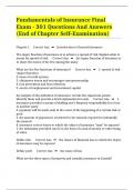 Fundamentals of Insurance Final Exam - 301 Questions And Answers &lpar;End of Chapter Self-Examination&rpar;