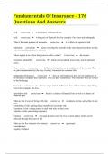 Fundamentals Of Insurance - 176  Questions And Answers