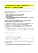 Fundamentals Of Insurance &lpar;BC&rpar; -117 Questions And Answers