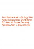 Test Bank for Microbiology: The Human Experience (Second Edition) By: John W. Foster; Zarrintaj Aliabadi; Joan L. Slonczewski All Chapters Covered