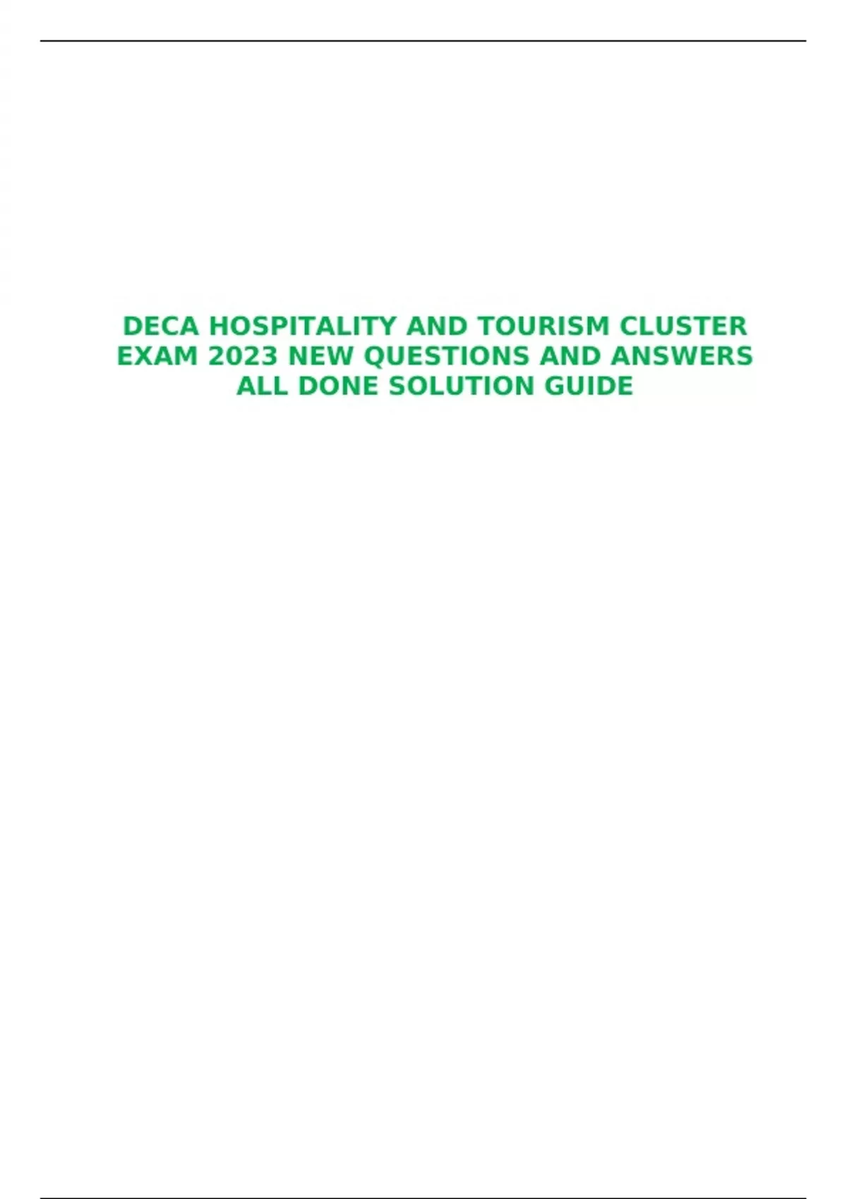 hospitality and tourism cluster exam 2021