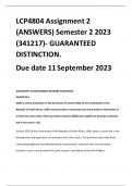LCP4804 Assignment 2 (ANSWERS) Semester 2 2023 (341217)- GUARANTEED DISTINCTION. Due date 11 September 2023
