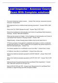 Lead Inspector &sol; Assessor Course Exam With Complete solutions