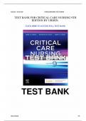 Test Bank for Critical Care Nursing: Diagnosis and Management 9th Edition By Linda D. Urden