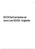 Straighterline MAT250 Final Exam Questions and Answers Latest Graded (2023/2024)