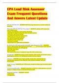 EPA Lead Risk Assessor  Exam Frequent Questions  And Aswers Latest Update