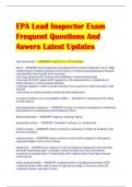EPA Lead Inspector Exam  Frequent Questions And  Aswers Latest Updates
