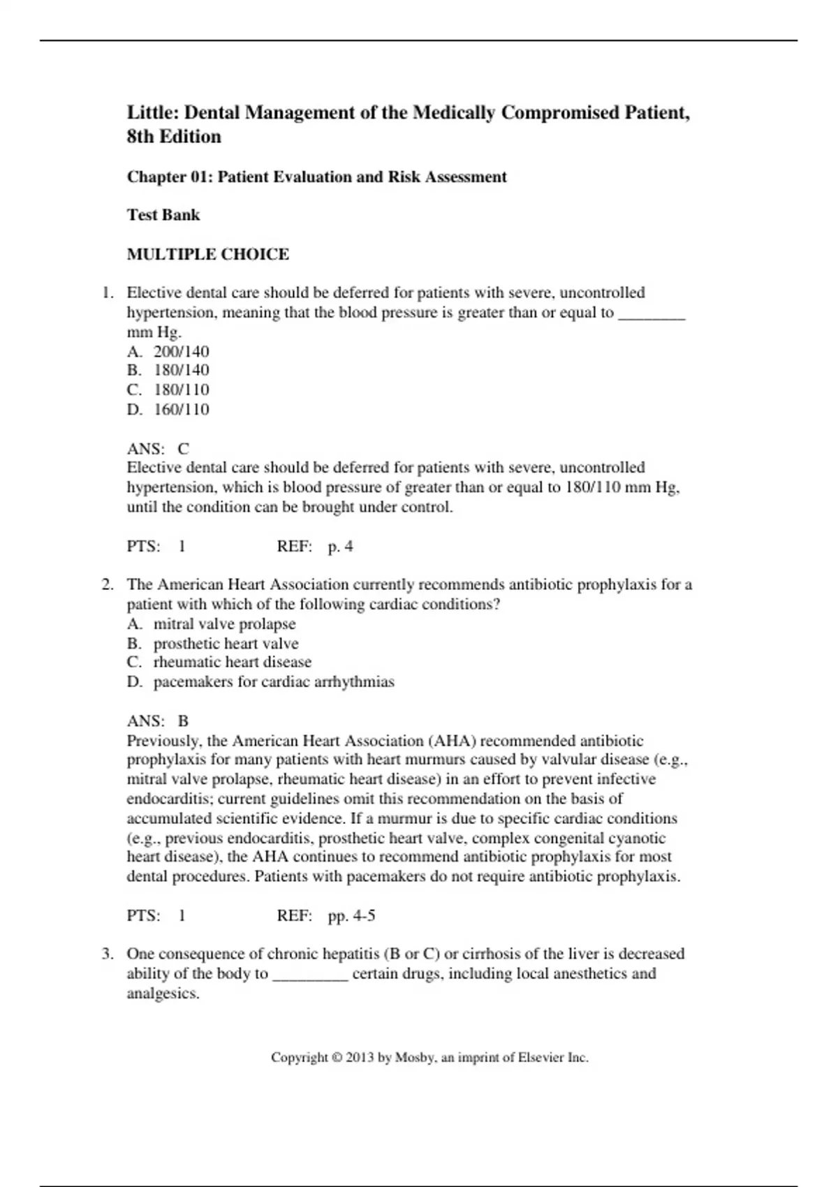 Test Bank for Little and Falaces Dental Management of the Medically ...