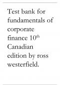 Test bank for fundamentals of corporate finance 10th Canadian edition by ross westerfield.