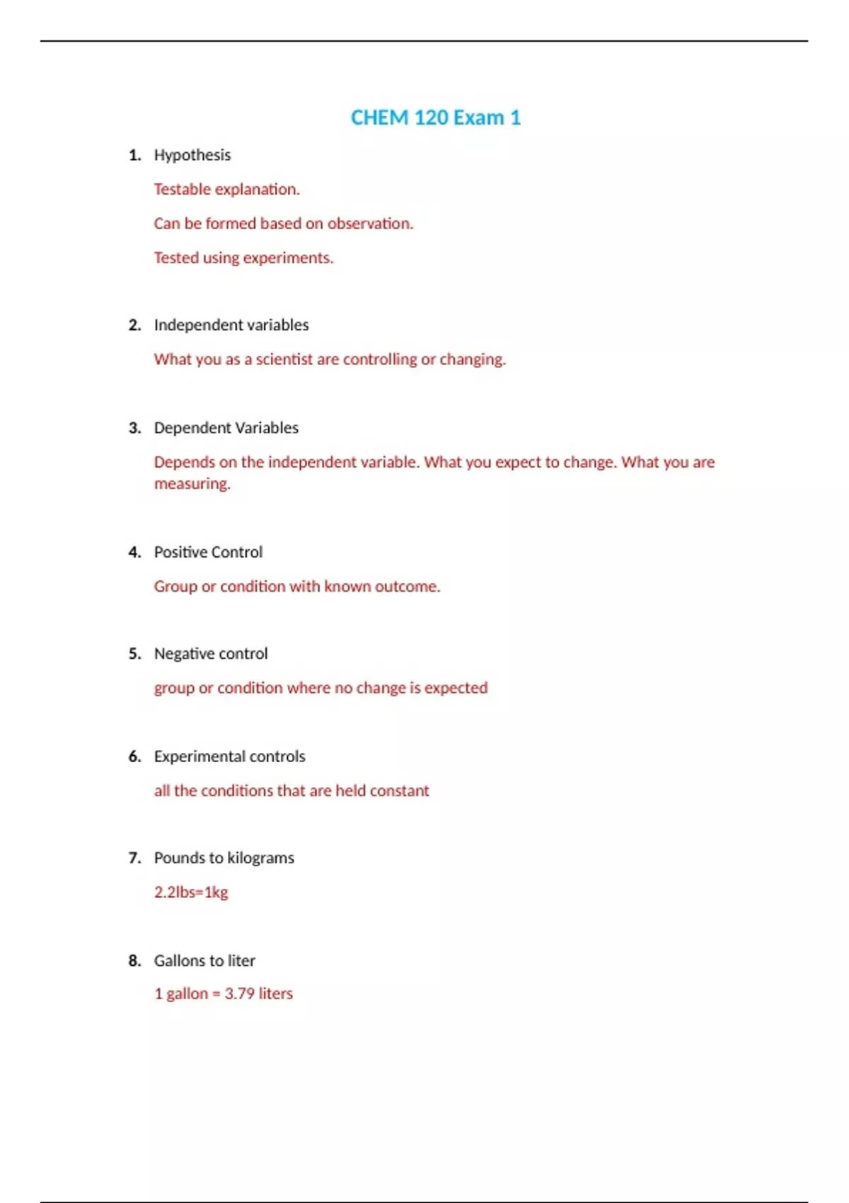 CHEM120 / CHEM 120 Exam 1 Review (2023/2024) Chamberlain - CHEM 120 ...