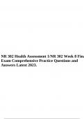 NR 302 Health Assessment 1/NR 302 Week 8 Final Exam Comprehensive Practice Questions and Answers Latest 2023.