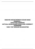HESI RN OB MATERNITY EXAM 2022  VERSION 1  UPDATED VERSION  ACTUAL EXAM QUESTIONS AND CORRECT  ANSWERS  100% TOP GRADE GUARANTEE 