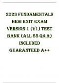 Fundamentals Hesi Exit Exam Version 1 (V1) Test Bank (All 55 Q&A) Included Guaranteed A++