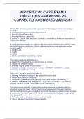 AIR CRITICAL CARE EXAM 1  QUESTIONS AND ANSWERS  CORRECTLY ANSWERED 2023-2024