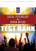 Test Bank For Social Psychology and Human Nature, Comprehensive Edition - 4th - 2017 All Chapters - 9781305497917