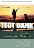 Test Bank For Introduction to Learning and Behavior - 5th - 2017 All Chapters - 9781305652941