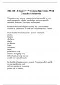 NR 228 - Chapter 7 Vitamins Questions With Complete Solutions