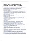 Federal Taxes Exam Questions with Complete Answers &lpar;100&percnt; Accurate&rpar;