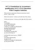 ACCA Foundations in Accountancy qualification (ACCA FA1) Questions With Complete Solutions