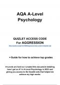 A* Quizlet flashcard access - AGGRESSION for AQA A-Level Psychology