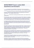 INVESTMENT Exam Latest 2023 Questions and Answers