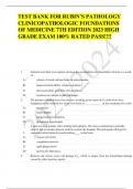 TEST BANK FOR RUBIN&rsquo;S PATHOLOGY  CLINICOPATHOLOGIC FOUNDATIONS OF MEDICINE 7TH EDITION 2023 HIGH GRADE EXAM 100&percnt; RATED PASS&excl;&excl;&excl;&excl;