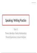 Speaking and Writing Practice -  'Experiences' Theme