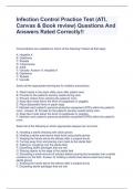 Infection Control Practice Test (ATI, Canvas & Book review) Questions And Answers Rated Correctly!!