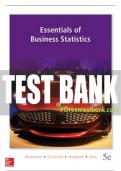 Test Bank For Essentials of Business Statistics, 5th Edition All Chapters - 9780078020537