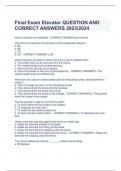 Final Exam Elevator QUESTION AND  CORRECT ANSWERS 2023/2024