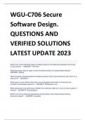 WGU-C706 Secure  Software Design&period; QUESTIONS AND  VERIFIED SOLUTIONS  LATEST UPDATE 2023