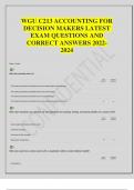 WGU C213 ACCOUNTING FOR DECISION MAKERS LATEST  EXAM QUESTIONS AND CORRECT ANSWERS 2022- 2024