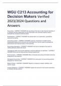 WGU C213 Accounting for  Decision Makers Verified  2023/2024 Questions and  Answers
