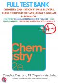 Test Bank For Chemistry 2nd Edition By Paul Flowers, Klaus Theopold, Richard Langley, William R. Robinson ( 2019 - 2020 ) / 9781947172623 / Chapter 1-21 / Complete Questions and Answers A+