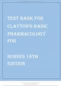 TEST BANK FOR CLAYTON’S BASIC PHARMACOLOGY FOR NURSES 18TH EDITION BY WILLIHNGANZTEST BANK FOR CLAYTON’S BASIC PHARMACOLOGY FOR NURSES 18TH EDITION BY WILLIHNGANZ