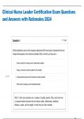 Clinical Nurse Leader Certification Exam Questions and Answers with Rationales 2024