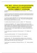 COC 2023 - FINAL EXAM QUESTIONS W/O CODES (SET 1) QUESTIONS WITH CORRECT ANSWERS