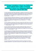 ATI Dosage Calculation Critical Care Medication  Exam Updated Study Guide/ ATI Dosage  Calculation Critical Care Medications Ratio and  Proportion Updated 2023-2024