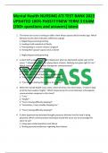 Mental Health NURSING ATI TEST BANK 2023 UPDATED 100% PASS!!!!!NEW TERM 3 EXAM {250+ questions and answers} latest
