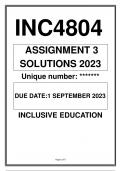 INC4804 ASSIGNMENT 3 SOLUTIONS 2023 UNISA INCLUSIVE EDUCATION