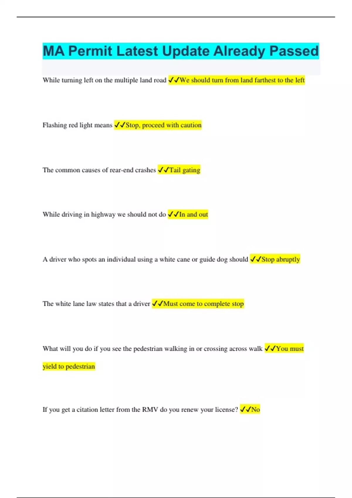 MA Permit Latest Update 20232024 A+ RATED MA Permit Stuvia US