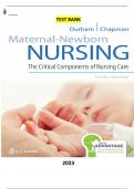 Maternal-Newborn Nursing-The Critical Components of Nursing Care by Linda Durham & Roberta Chapman - Complete, Elaborated and Latest(Test Bank) ALL Chapters included updated for 2023(280 Pages)